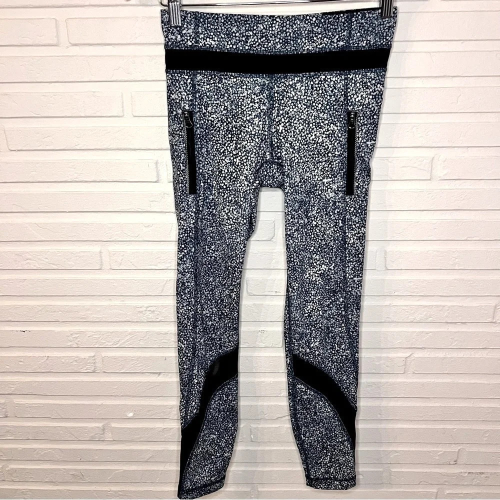 Lululemon Blue Mesh Inspire Workout Cropped Capri Leggings, Women’s Size 4
